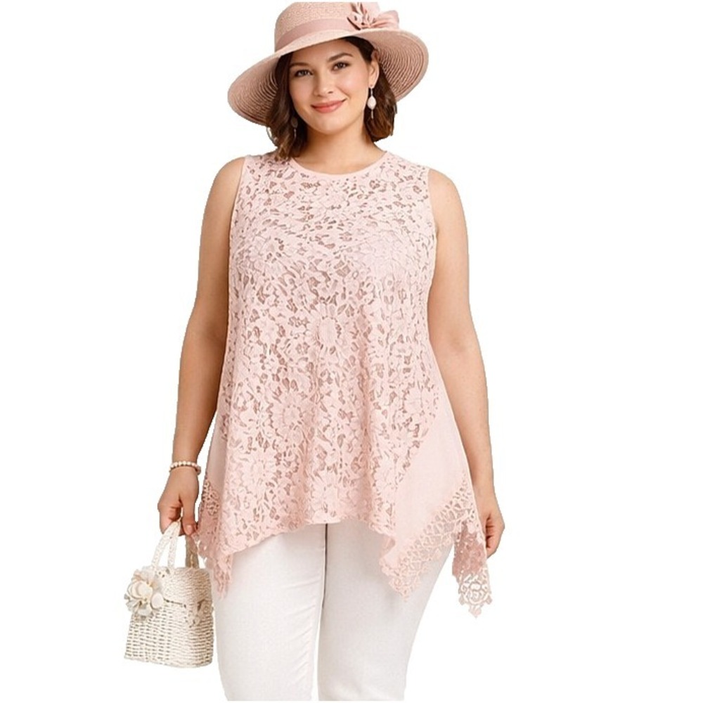New w/tag LOFT Size Large‎ Sheer Pink Rose Lace Asymmetrical Cottagecore Blouse